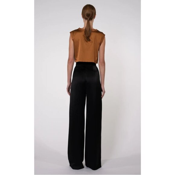Nonchalant the Label Mel Crop in Brown Metallic Copper 100% Silk Crop Top - Picture 2 of 16